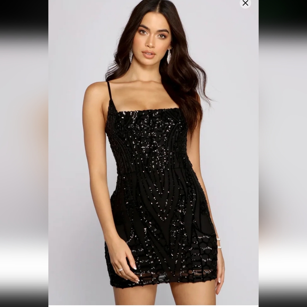Nwt Windsor Lissie Black Sequin Mini Dress Size 9/10